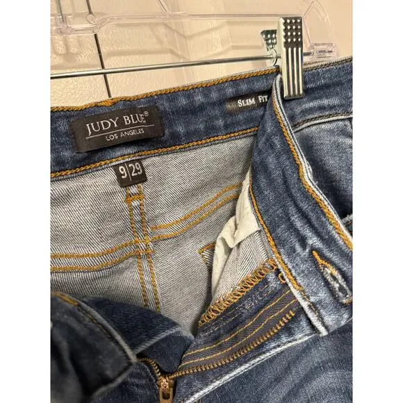 Judy Blue 9/29 The Boyfriend $79 Distressed Slim Fit Jeans Stretch Cotton Denim - Picture 5 of 6